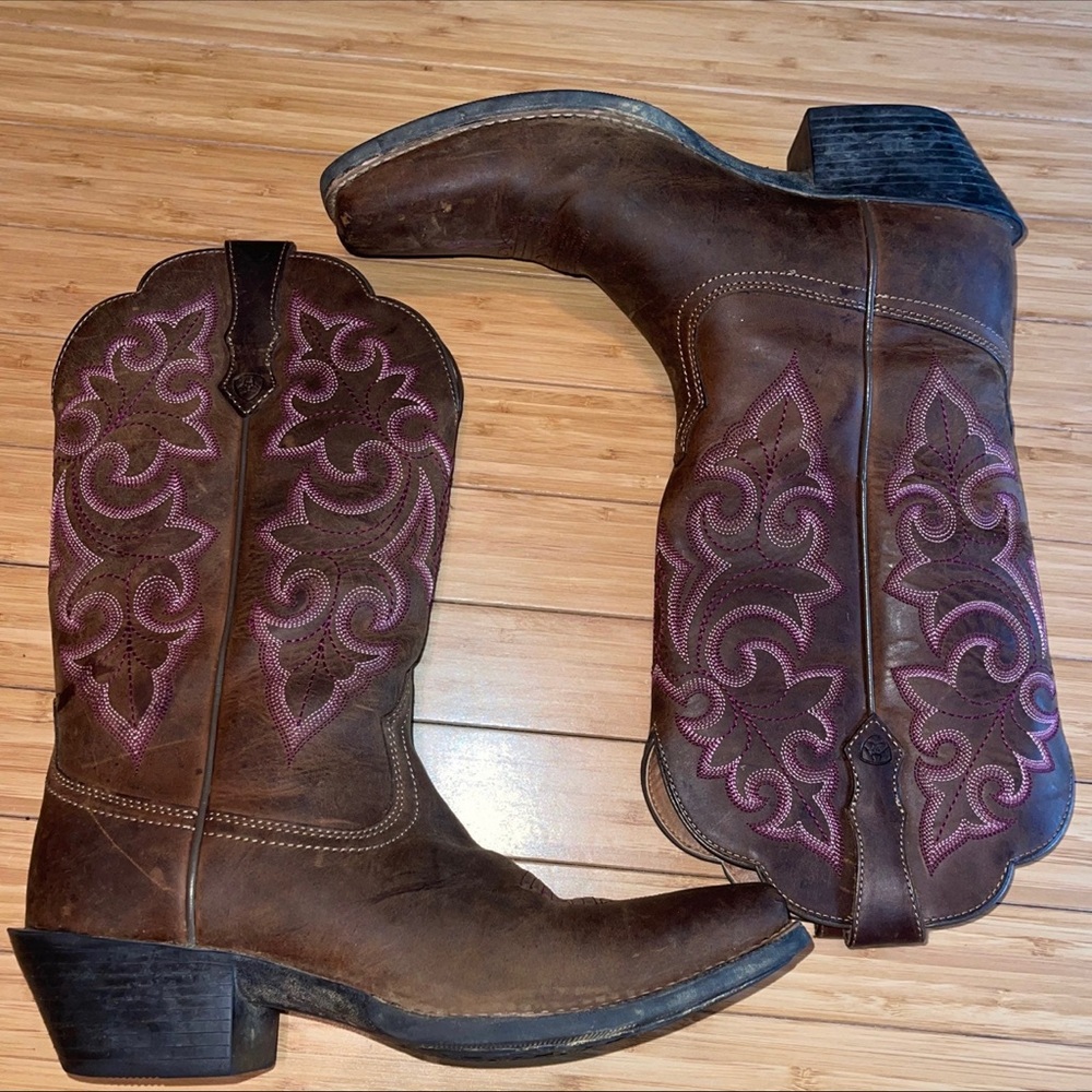 Ariat Brown and Purple Heeled Boots